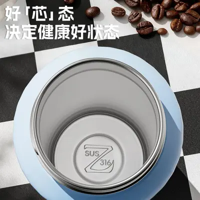 304 Stainless Steel Insulated Cup, Large Capacity, Double Lid, Carry Strap - 3