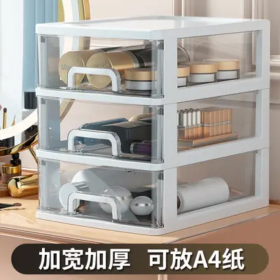 A4 paper storage box, transparent desktop organizer, small drawer, multi-layer