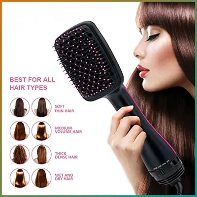 Amazon 2-in-1 Hot Air Brush Multifunctional Hair Dryer Wet and Dry Dual-Use Lazy Curling and Straightening Brush