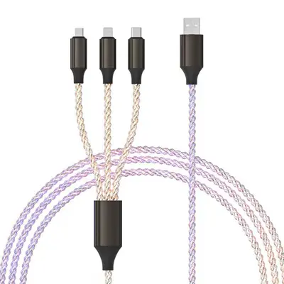 RGB LED şarj kablosu 3 in 1 Type-C çok renkli