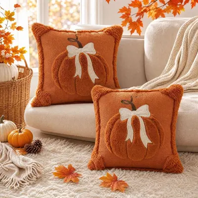 Neue Chenille-Stickerei Kürbis Kissenbezug Maßanfertigung Halloween Kissenbezug Amazon Thanksgiving Sofa Dekoration Kissen Überzug - 4