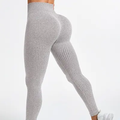 新品爆款AB纱螺纹无缝瑜伽裤健身裤户外紧身裤运动长裤女leggings