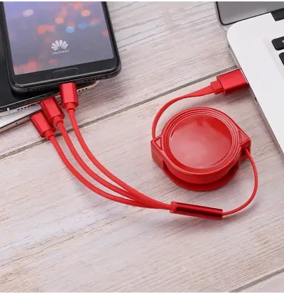 Pinou ein bis drei Datenkabel ausziehbar drei in einem Ladekabel USB Mobiltelefon ein bis drei Schnellladung Geschenk Anpassung - 7