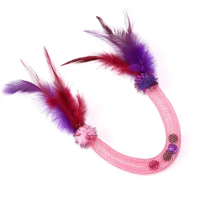 Cat Chew Bungee Rope Toy with Catnip and Feather Teaser - 8