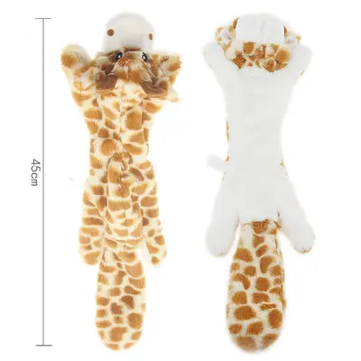 Plush Dog Chew Toy with Squeaker, Educational, Animal-Shaped with Leather Covering