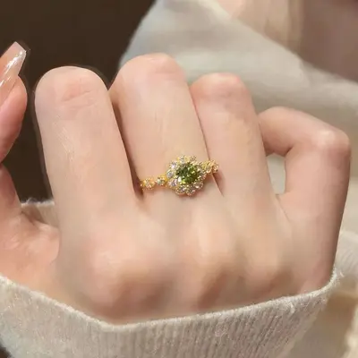 Vintage French olive green adjustable ring - 3