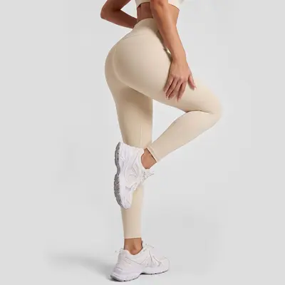 Juyitang No T-Line Peach High Waist Hip Lifting Stretch Naked Feeling Open Women Running Sports Tight Yoga Pants - 12