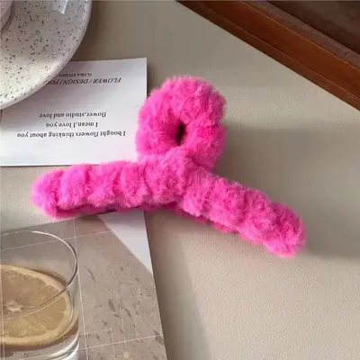 Große Haarspange 13 cm für dickes Haar, süße Plüsch-Haihai-Haarspange, kleine, frische und süßer Stil. - 13