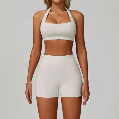 Backless Halter Neck Yoga Set for Women, Tight-Fitting, Quick-Dry, Model 3091 - 8