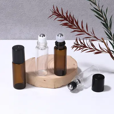 Parfüm Roll-On Mini Şişe 1ml 2ml Şeffaf Uçucu Yağ Şişesi 3ml 5ml Kahverengi Esans Dağıtım Şişesi Taşınabilir Paket