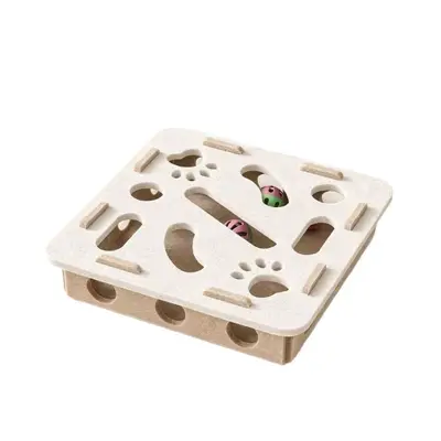 Cat Treat Puzzle Box Toy, Interactive Maze with Hide-and-Seek Holes