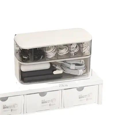 Desktop double-layer cable storage organizer box - 5