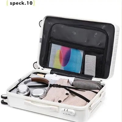 Color-Block Small Leather Suitcase with Combination Lock - 5