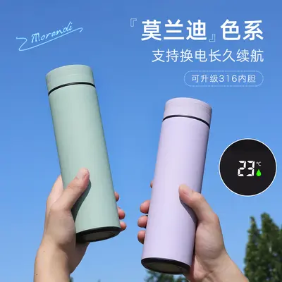 Insulated water bottle for women, elegant wholesale smart temperature indicator 316 stainless steel thermos cup, 304 special compact pocket cup. - 2