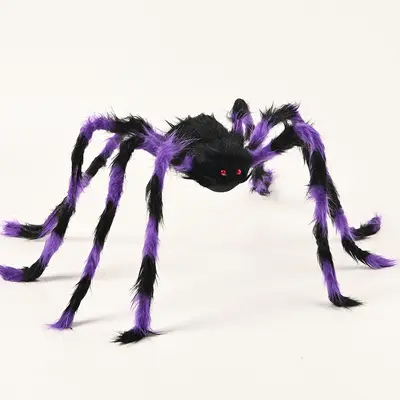 Halloween-Dekoset mit extra großem Spinnennetz und Plüschspinne - 9
