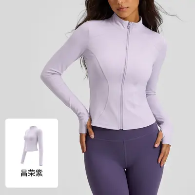 Juyitang sıkı yoga ceketi slim fit spor koşu spor yoga ceketi - 10