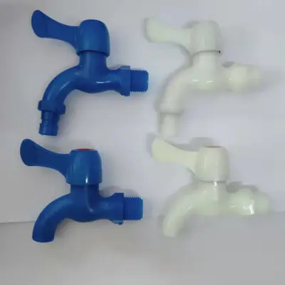 Plastic Outdoor Faucet, Ceramic Cartridge, Blue Beige