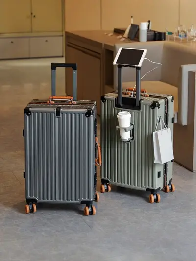 Aluminum Frame Combination Lock Carry-On Suitcase with Spinner Wheels - 1