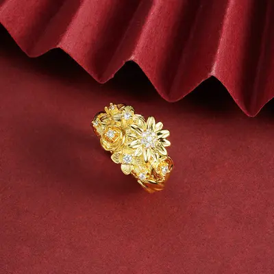 Chinesischer Stil Sand Gold Armband Diamant Blumenschloss - 9