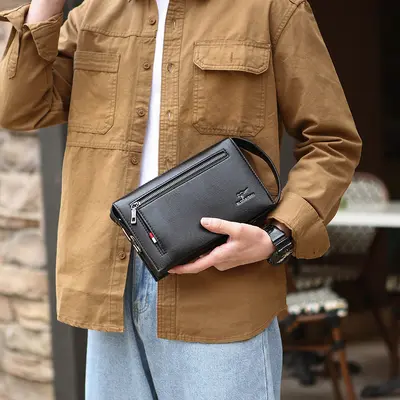 Men's Combination Lock Leather Wallet Clutch, Anti-Theft - 3