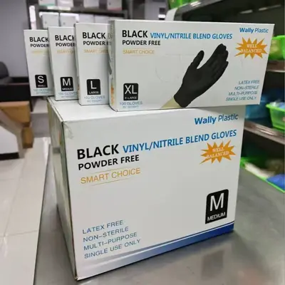 Disposable Nitrile PVC Mixed Gloves Cross-Border English Version Powder-Free Black Beauty Hairdressing Tattoo Protective Gloves
