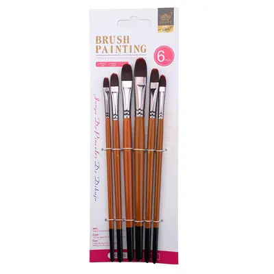 Aquarell- und Ölmalpinsel mit Holzgriffen, Nylonborsten, 6er-Set - 8