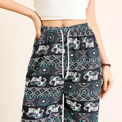High-Waisted Loose Wide-Leg Women's Pants, Straight Leg, Spring and Summer
