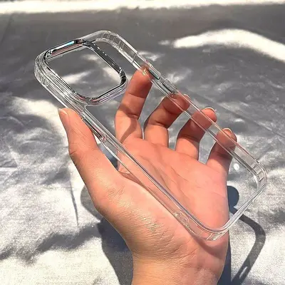 Apple 16 Pro Max Handyhülle mit Premium-Metallrahmen, transparent, iPhone 15, 14 Pro, 13,