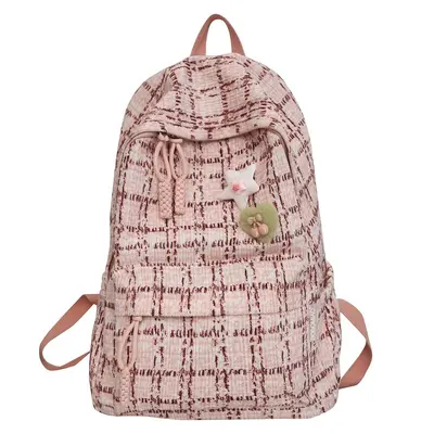 Junior High Backpack, Korean Style Corduroy, Large Capacity - 8