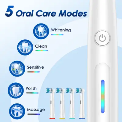 Electric Toothbrush Set, Multi-Mode, Ultrasonic, Rechargeable - 4