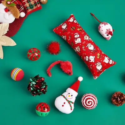 Noel Temalı Kedi Oyuncak Seti, Etkileşimli Kedi Oltası ile Birlikte - 12