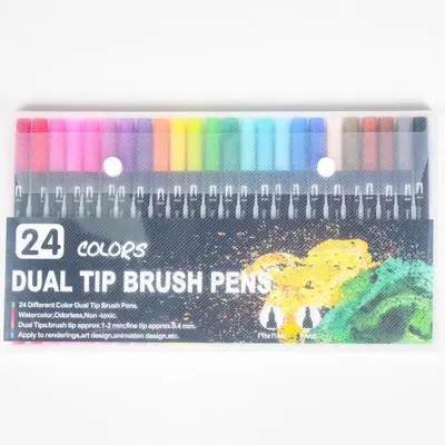 Amazon Cross-Border beliebtes wasserbasieres zweispitziges Marker-Set mit Farben, Hook-Line-Stift, Maltift mit weicher Spitze, direkter Fabrikatverkauf - 8