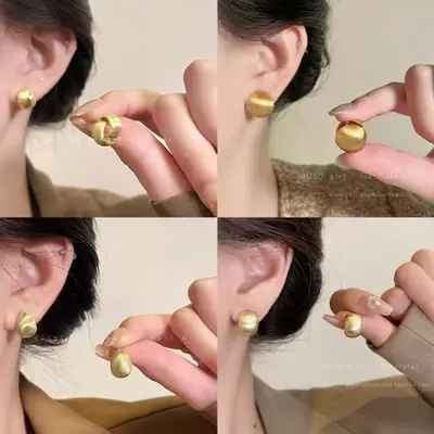 Luxuriöse Kupfer-Metall-Ohrringe mit gebürsteter Oberflächenfinish, quadratische und runde Formen, elegante Damenschmuck-Kollektion für vielseitige Kombinationen, slimming face effect, vintage Design