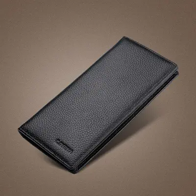 Herren-Langbrieftasche, echtes Rindsleder, Reißverschluss, schlank - 9