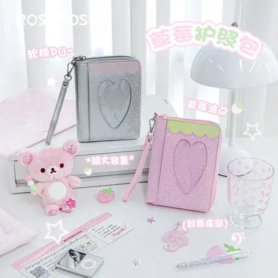 RosyPosy strawberry pattern passport holder card and money storage