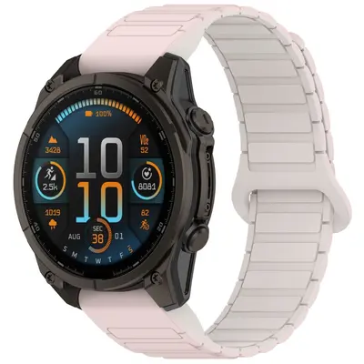 Two-Tone Silicone Strap for Garmin Fenix 5/6/7/8, Magnetic Quick-Release, 20/22/26mm - 9