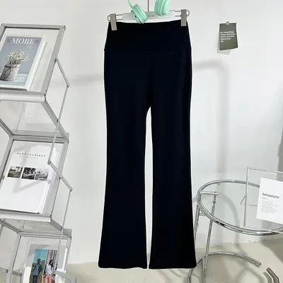 【现货】源头工厂直销运动户外女士高腰提臀遮胯显瘦瑜伽微喇长裤 - 12