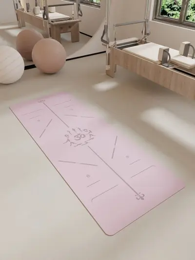 İşlenmiş ve özelleştirilmiş PU kauçuk yoga matı logosu ter emici kaymaz pozisyon çizgili yogamat spor fitness matı - 4