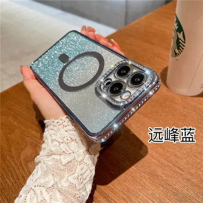 iPhone 16 Pro Max rhinestone magnetic charging case gradient - 9