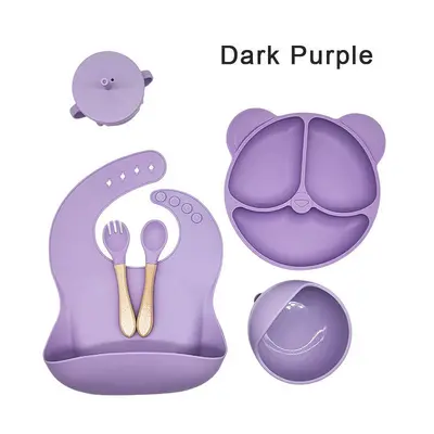 Silikon-Baby-Tischset 6-teilig Silikon-Essteller mit Saugnapf Silikon-Kinder-Essteller mit Saugnapf Schüssel Baby-Zubehör - 10