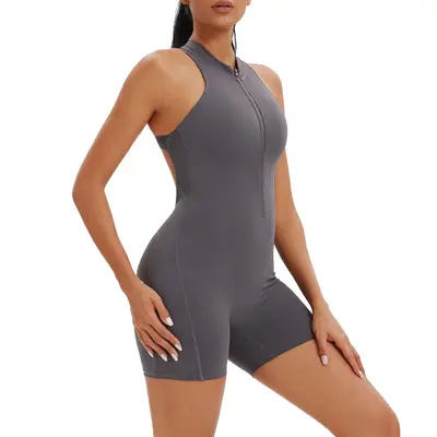 Professionelle Sport-Yoga-Overall mit Reißverschluss atmungsaktiv elegante Rückenpartie