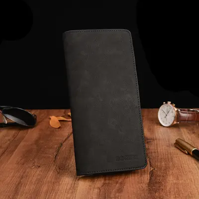 Men's Long PU Leather Wallet with Matte Finish - 7