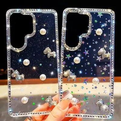 适用三星S26Ultra珍珠小马手机壳S24FE闪钻S25全包防摔DIY保护套 - 3