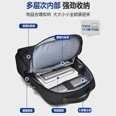 Cross-border trend men's backpack daily fashion 15.6 inch laptop business backpack simple backpack - 4