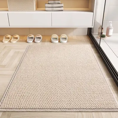 Imitation Sisal Bathroom Mat, Absorbent Non-Slip, Solid Color - 9