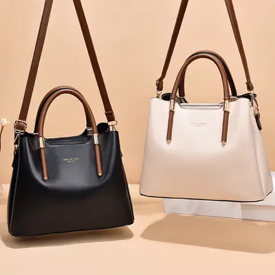 Women's Large-Capacity PU Leather Handbag with Shoulder Strap