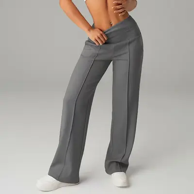 Erkek Kadın Bel Dikişli Cepli Slim Fit Uzun Düz Paça Outdoor Spor Pantolon - 8