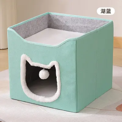 Foldable Winter Cat Bed with Three-Layer Sisal Scratching Surface - 9