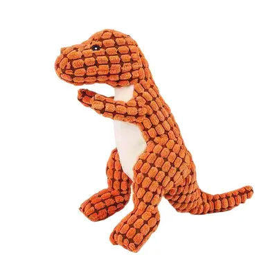 Dinosaur Plush Dog Toy with Squeaker, Bite-Resistant Chew Toy - 7
