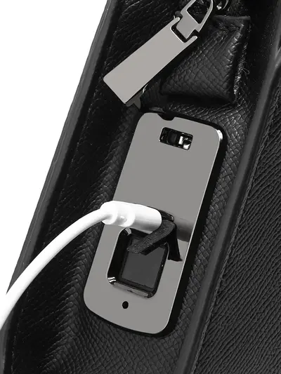 Men's Clutch Bag with Fingerprint Lock, Large Capacity - 5